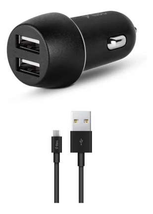 Rom SmartCharger Duo 3.1A Araç Şarj Aleti Çift USB + Micro USB Kablo Siyah Romshp 1067323