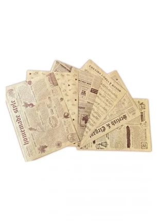 Yeni Kutuda 42 adet Desenli Yağlı Sunum Kağıdı, Vintage Desen, Sunum Kağıdı, Retro Desenli K