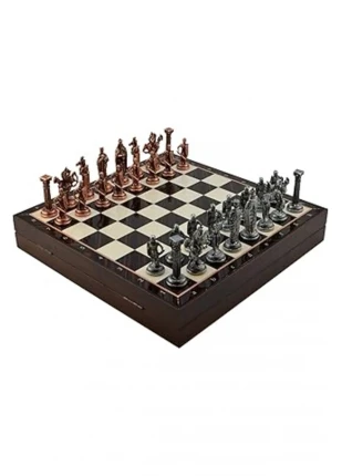 Gifthome Büyük Boy Metal Pegasus Satranç Tk. Parlak Ve Desenli Sandıklı Mdf Tahtası(36x36 Cm