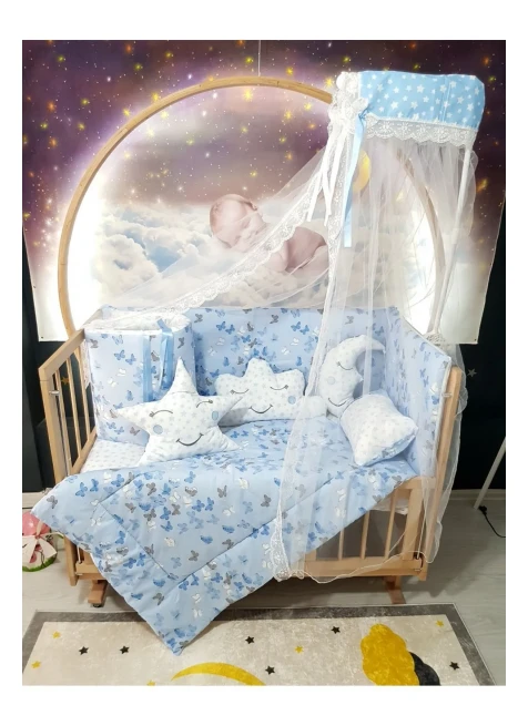 Mavi Kelebek Yıldız Desen