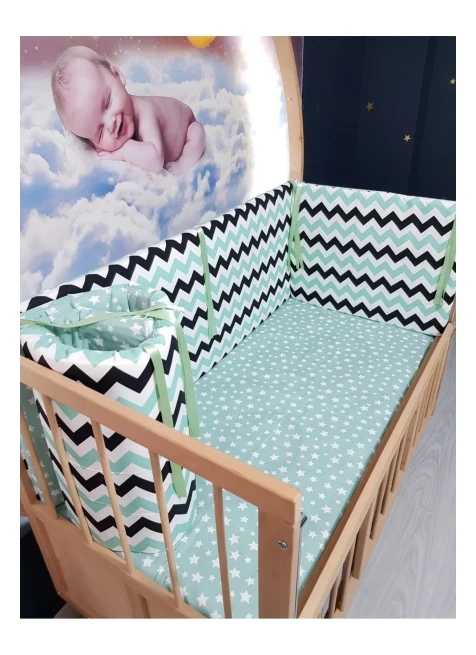 Yeşil Zigzag Yıldız Desen