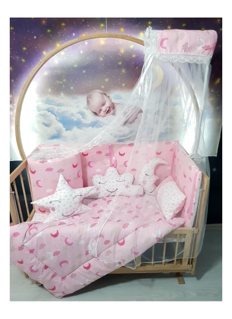 Pembe Zemin Ay Yıldız Desen