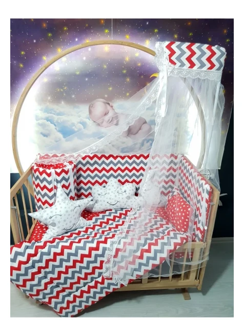 Kırmızı Zigzag Yıldız Desen