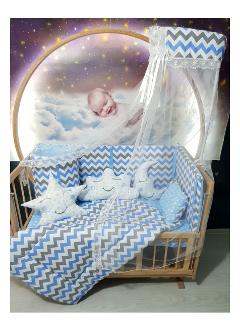 Mavi Zigzag Yıldız Desen