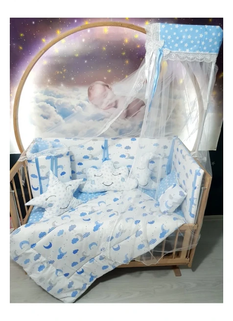 Mavi Ay Yıldız Desen