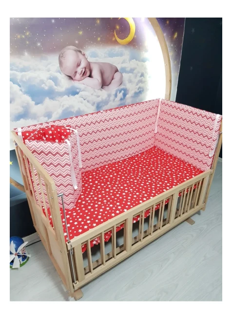 Kırmızı İnce Zigzag Yıldız Desen