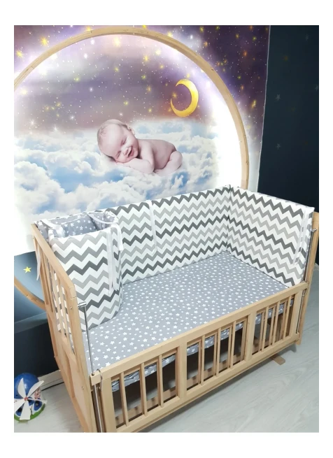 Gri Zigzag Yıldız Desen