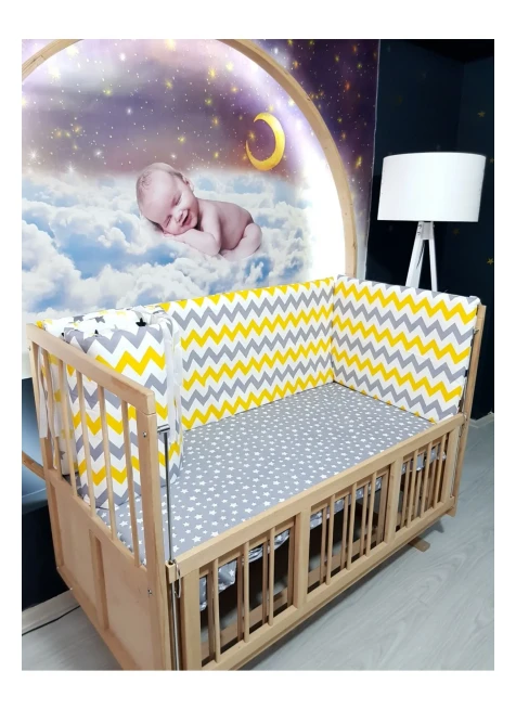 Gri Sarı Zigzag Yıldız Desen