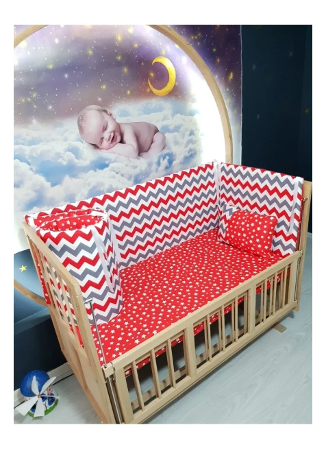 Kırmızı Zigzag Yıldız Desen