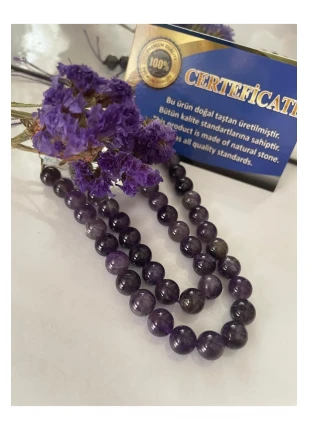 Ametist Doğal Taş Dizi (8 Mm) (sertifikalı)