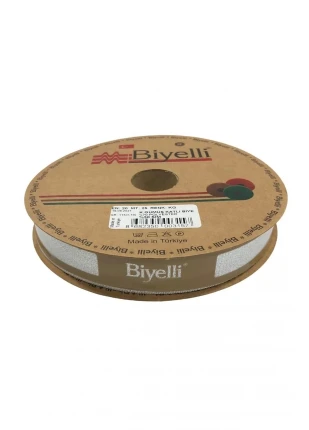 Biye Simli Katlı Kg Gümüş 2 cm 25 Metre %50 Simli % 50 Polyester