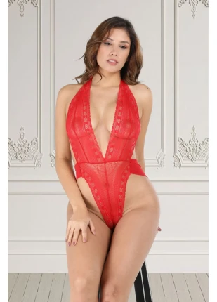 Kırmızı Dantelli Fantezi Bodysuit