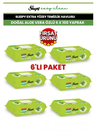 Extra Yüzey Temizlik Havlusu Doğal Aloe Vera Özlü 6x100 Yaprak