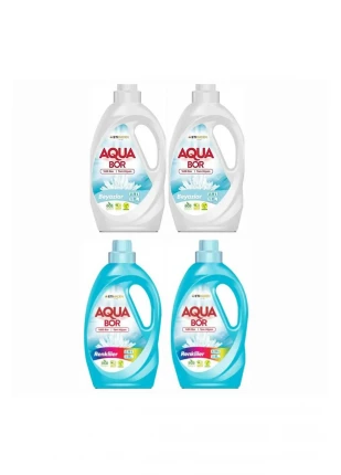 AQUABOR DOĞAL SIVI ÇAMAŞIR DETERJANI BEYAZLAR İÇİN 2 ADET 66 YIKAMA+ RENKLİLER İÇİN 66 YIKAMA