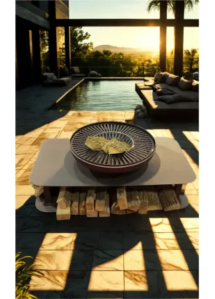 FUJI QUADRA Odunluklu Ateş Çukuru & Bahçe Masası FUJI QUADRA Odunluklu Ateş Çukuru & Bahçe Masası