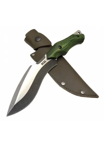 Sog Vaquita Kukri 807B GRN Yeşil Outdoor Bıçak 27cm - Ahşap Sap, Deri Kılıf