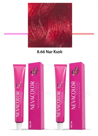 2 li Set Premium 8.66 Nar Kızılı - Kalıcı Krem Saç Boyası 2 X 50 g Tüp