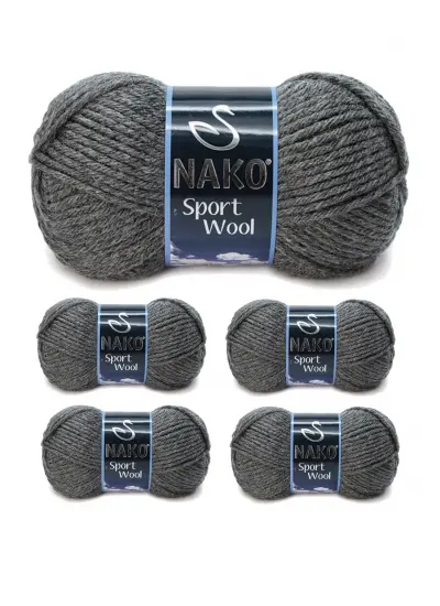 5 Adet Sport Wool Atkı Bere Ceket Yelek Örgü İpi Yünü No: 193 Koyu Gri Melanj