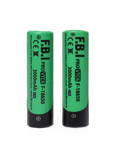 F.B.I VTC6 18650 3.7V 3000mAh 30A Li-ion Şarjlı Pil + Pil Taşıma Kutusu 2'li SET