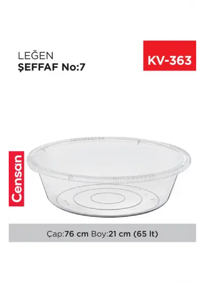 7 No Leğen Şeffaf Çamaşır Leğeni 65 Litre   -E426