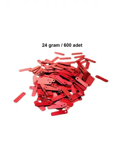 Kırmızı 15 x 5 mm Dantel Oya Yazma Halhal Abiye Lazer Kesim Pul 600 adet / 24 gram