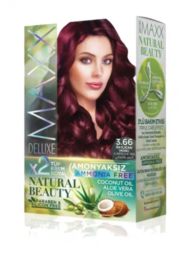 2 Paket Natural Beauty Amonyaksız Saç Boyası 3.66 Patlıcan Moru