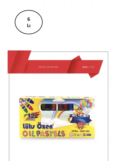 Lüks Özen 12 Renk Karton Pastel Boya 6'lı