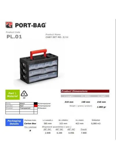 Portbag PL01 Caby 3/11 Çekmece Seti