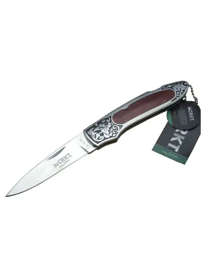 CRKT CR 0128 RD Kamp Çakı 18 cm - Metal Desenli Sap, Kılıflı, Kutulu