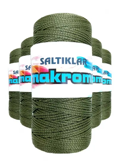 5 Adet Polyester Makrome İpi 2860 Haki Yeşil 100 gr