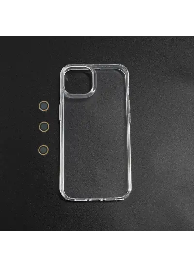 İPHONE 15 PLUS ŞEFFAF LENS HEDİYELİ CLEAR CASE (RENK SEÇENEĞİ LENS İÇİNDİR) SİYAH