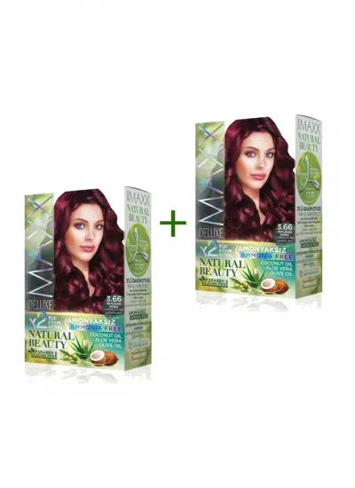 2 Paket Natural Beauty Amonyaksız Saç Boyası 3.66 Patlıcan Moru