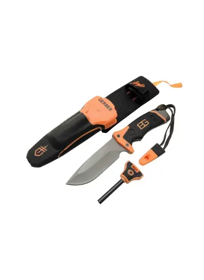 Gerber Bear 1112 A Taşlı Av / Survival Bıçak 20cm - Kılıflı, Düdüklü, Kıvılcım Çıkarıcı Aparat