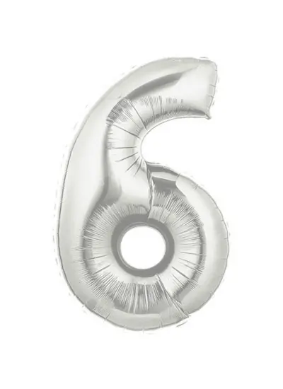 Şekilli Supershape Silver Rakam Folyo Balon 6 Numara