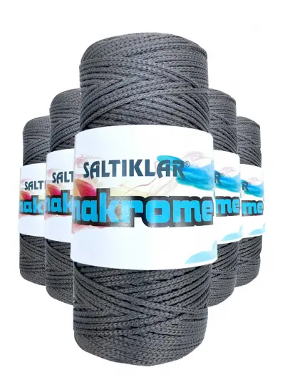 5 Adet Polyester Makrome İpi 420 Koyu Gri 100 gr