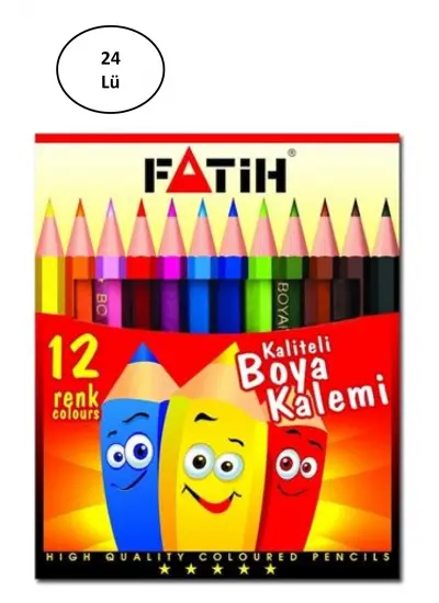 Fatih Kuruboya 12 Renk Yarım Boy 24'lü