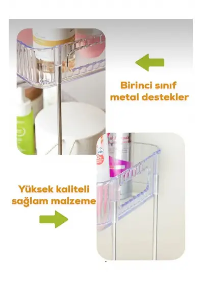 2 Katlı Çok Amaçlı Makyaj Organizeri - Takı Düzenleyici Banyo Rafı Şampuanlık-RYLHD0103