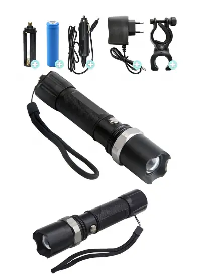 Km-110 Profesyonel Şarjlı El Feneri Ledli+flashlight+zoom Özellikli 6 Parça Full Set