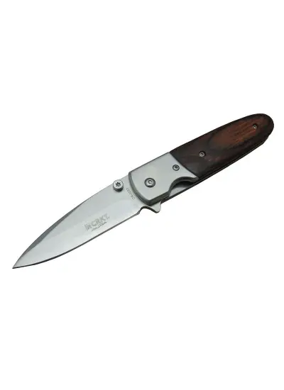 CRKT CR 0083 Koyu Kamp Çakı 16,5 cm - Ahşap Sap, Otomatik, Kılıflı, Kutulu