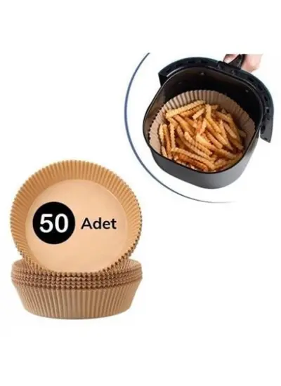 50 Adet Air Fryer Pişirme Kağıdı Tek Kullanımlık Hava Fritöz Yağ Geçirmez Yapışmaz Tabak Model