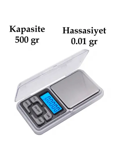 Dijital Hassas Elektronik Kuyumcu Cep Terazisi Tartı 500 gr /  0.01 gr