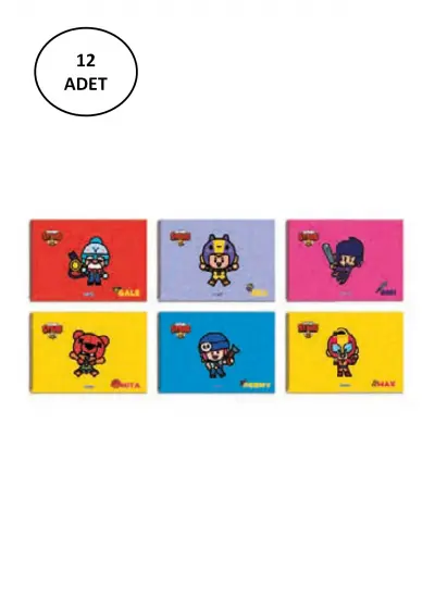 Gıpta Brawl Stars Spiralli Resim Defteri 25x35cm 15 Yaprak (12 Li Paket)