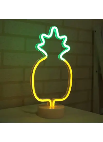 Ananas Model Neon Led Işıklı Masa Lambası Dekoratif Aydınlatma Gece Lambası