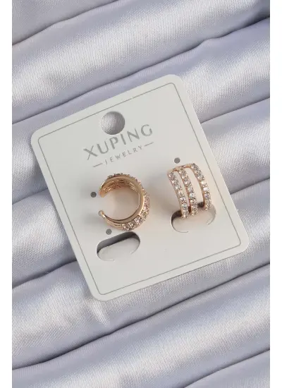 Xuping Rose Renk Sıralı Zirkon Taşlı Earcuff Küpe - TJ-BKP9423