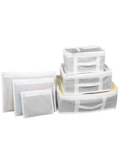 Bavul İçi Düzenleyici Valiz  Organizer 6 lı Set - Çizgili