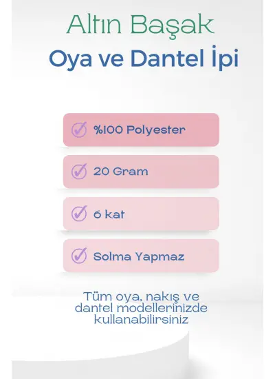 Altınbaşak Oya ve Dantel İpi 20 gr -    - No: Ş.BEYAZ