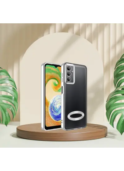 SAMSUNG A24 YANLARI RENKLİ LENS KORUMALI LOGO GÖSTEREN MEGA KILIF GÜMÜŞ