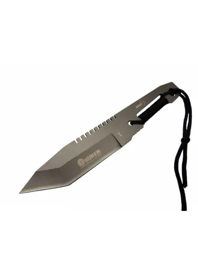 Böker A 13 Metal Outdoor Bıçak 23cm - İpli Sap, Tırtıklı Sırt, Kılıflı