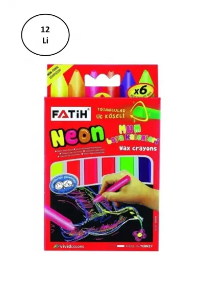 Fatih Mum Pastel Boya Neon Wax Crayon Jumbo 6 Renk 12'li