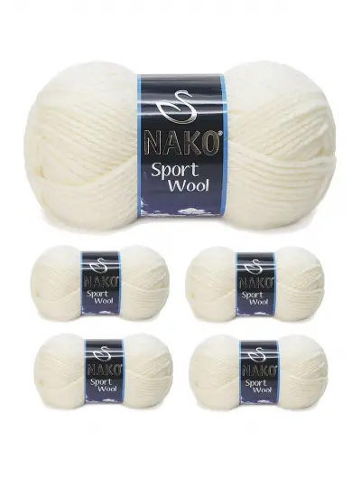 5 Adet Sport Wool Atkı Bere Ceket Yelek Örgü İpi Yünü No: 300 Ekru